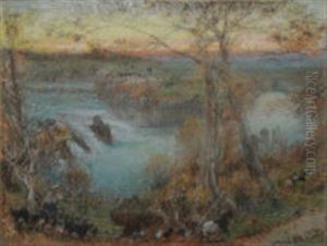 The Rhine Falls, Schaffhausen, A Goatherd In The Foreground