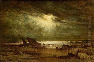 Low Water Moonlight by Albert Goodwin