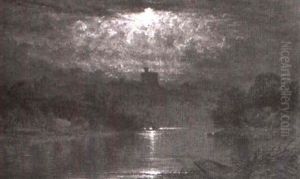 Blick Auf Windsor-castel Bei Mondlicht by Albert Goodwin