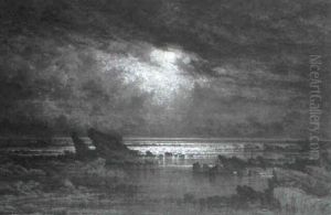Mondnacht Am Meer (low Water, Moonlight) by Albert Goodwin