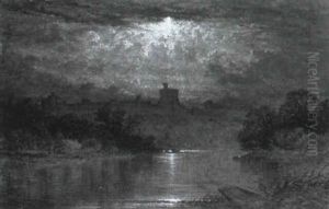 Blick Auf Windsor-castle Bei Mondlicht by Albert Goodwin