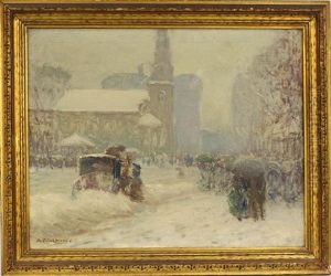 Boston Winter Scene, Arlington Street Church by Arthur Clifton Goodwin