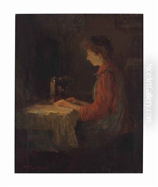 Woman Sewing - view 1