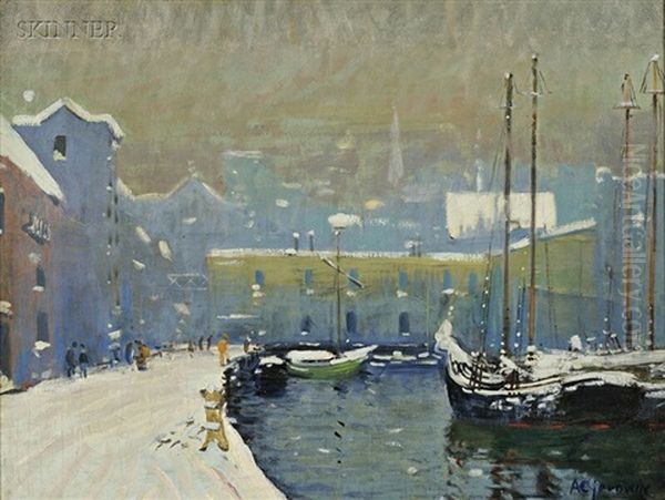 Boston Wharf In Winter - view 1
