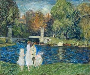At The Swanboats In The Boston Public Garden by Arthur Clifton Goodwin