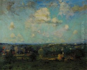 View From The Hilltop/possibly A Milton, Massachusetts Landscape by Arthur Clifton Goodwin