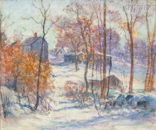 A Winter Woodland Landscape With Houses - view 1