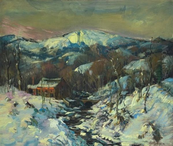 Snowy Banks Of The River - view 1