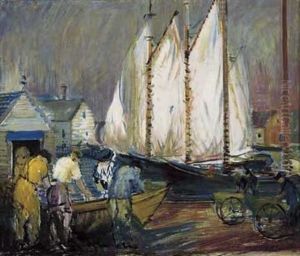 Port Scene With Fishermen Attending To A Boat Port Scene With Fishermen Attending To A Boat