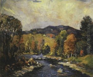 River Through A Valley In Autumn River Through A Valley In Autumn