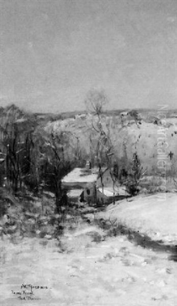 Red Cabin In Winter - view 1