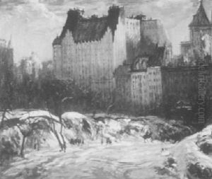 A New York Scene (central Park In Winter) by Arthur Clifton Goodwin