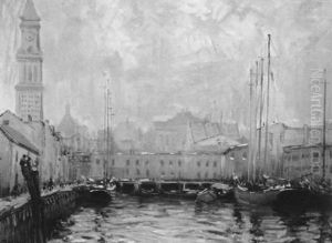 View Of T Wharf, Winter by Arthur Clifton Goodwin