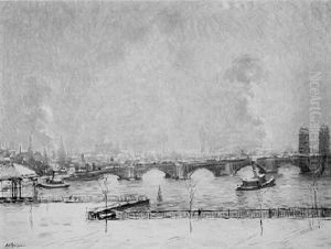 The Charles River Basin And The Pepper Pot Bridge, Winter by Arthur Clifton Goodwin
