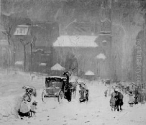 Winter By The Boston Common At Tremont And Park Streets by Arthur Clifton Goodwin