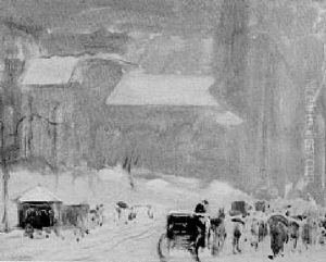 Boston Street Scene, Winter by Arthur Clifton Goodwin