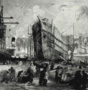 Boats At Harbor by Arthur Clifton Goodwin