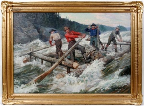 Logging Scene With 5 Men - view 1