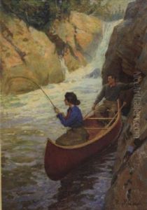 Fishing At The Rapids by Philip Russell Goodwin