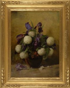 Still Life Of Hydrangea And Irises In A Rookwood Vase
