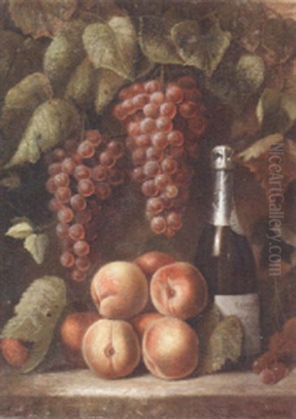 Still Life With Grapes, Peaches And Bottle - view 1