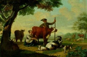 River Landscape With A Shepherd And A Maid