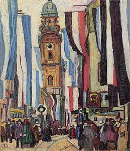 Fahnengeschmuckte Strase (munchen, Theatinerkirche) by Josse Goossens