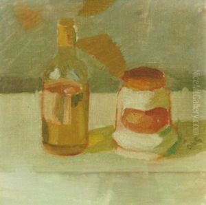 Nature Morte Med Flaska Och Krus by Ake Goeransson