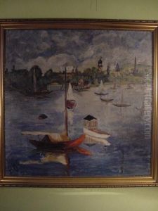 Von Baditz, Boote Vor Einer Altstadtkulisse Von Baditz, Boote Vor Einer Altstadtkulisse