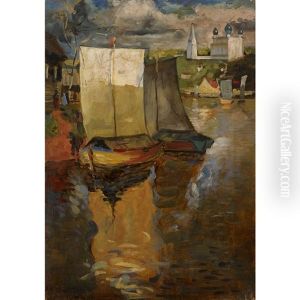 Boats On Calm Waters by Konstantin Ivanovich Gorbatov