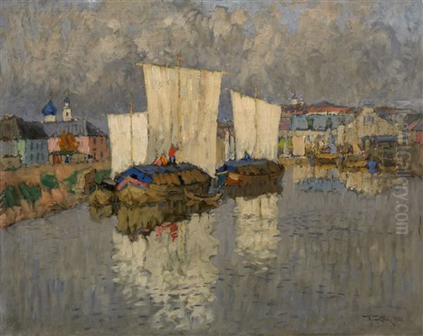 Boats By The River Bank - view 1