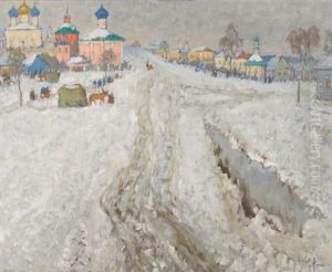 Russian Town Under The Snow by Konstantin Ivanovich Gorbatov