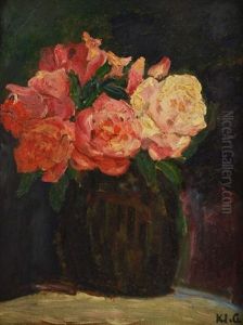 Blumenstilleben In Vase by Konstantin Ivanovich Gorbatov
