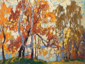 Herbstlicher Seeblick Mit Birken