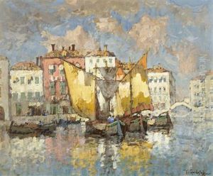Venezianische Fischerboote by Konstantin Ivanovich Gorbatov