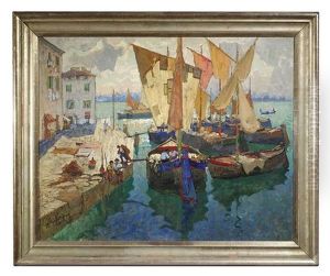 Segelboote An Einer Anlegestelle In Der Lagune Von Venedig