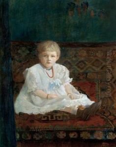 Small Girl With Red Coral Necklace by Stefan Badjov