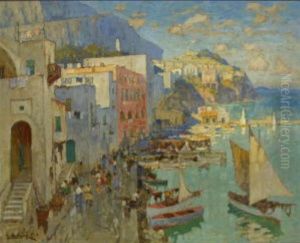 Fischerhafen Auf Capri by Konstantin Ivanovich Gorbatov