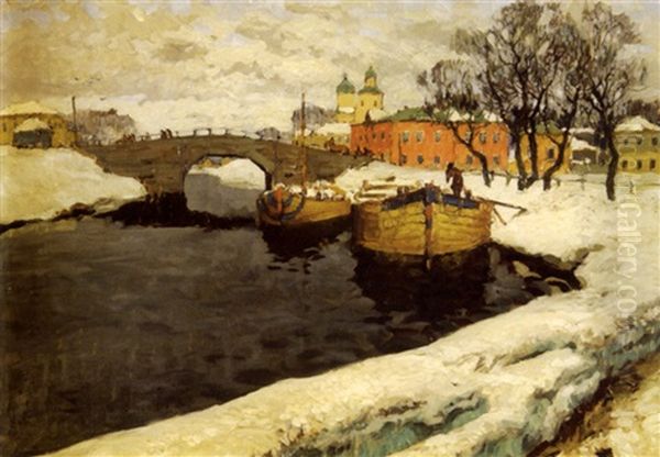 Les Peniches Sur Le Fleuve En Hiver - view 1