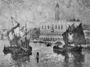 Segelboote Vor Dem Dogenpalast In Venedig by Konstantin Ivanovich Gorbatov