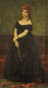 Ritratto Di Signora Con Ventaglio by Michele Gordigiani