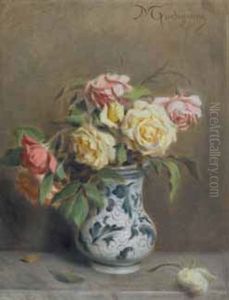Natura Morta Con Rose by Michele Gordigiani