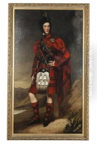 Full Length Portrait Of A Highland Chieftain Sir Francis Grant In Full Highland Dress by John Watson Gordon