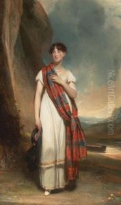 Portrait Of A Lady Wearing Plaid In A Landscape Portrait Of A Lady Wearing Plaid In A Landscape