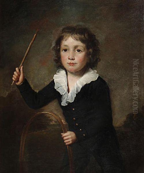 Three Quarter Length Portrait Of A Young Boy With A Hoop - view 1