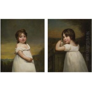 Portraits Of Girls Standing In A Landscape (pair) by John Watson Gordon