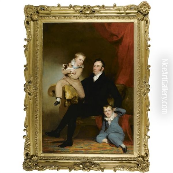 William Johnston Of Lathrick With His Two Sons - view 1