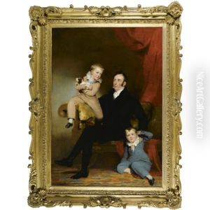 William Johnston Of Lathrick With His Two Sons by John Watson Gordon