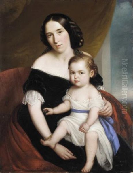 Portrait Of Mrs John Orred With Her Eldest Child Stanley - view 1
