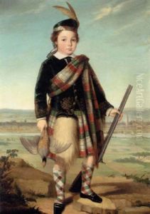 Portrait Of A Boy In Highland Dress With A Musket In His Left Hand And A Partridge In His Right